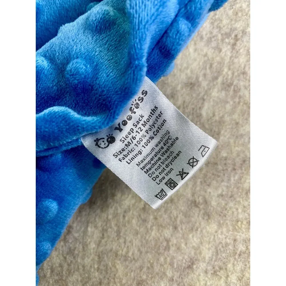 Yoofoss Blue Minky Zip Up Sleep Sack Size Medium 6-12 Months